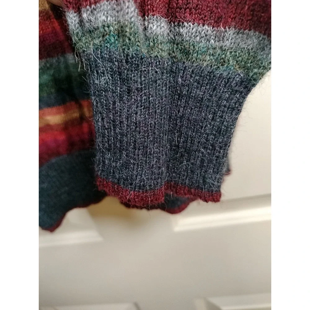 Novica 100% Alpaca Sweater Men Large Multicolor Striped Quarter Zip Pullover